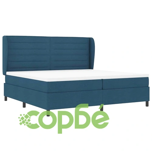 Легло с пружинна основа и матрак синьо 200x200 см текстил ➤ топ цена ➤ sorbe.bg