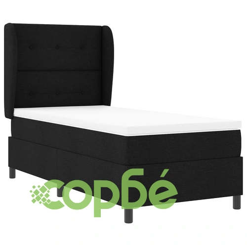 Ковано метално легло с матрак 100x200 см - Черно, Текстилна тапицерия ➤ топ цена ➤ sorbe.bg