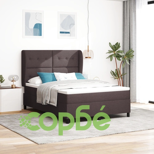 Легло с пружинен матрак pocket spring - 160x200 см, тъмнокафяв, текстилна тапицерия ➤ топ цена ➤ sorbe.bg