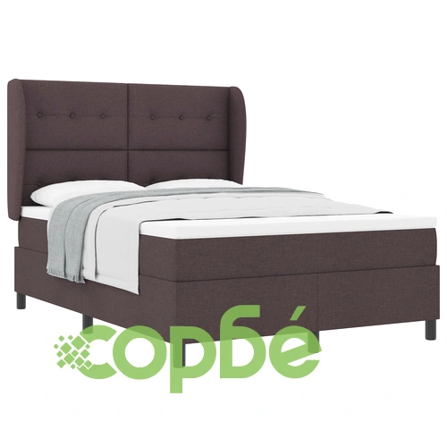 Легло с пружинен матрак pocket spring - 160x200 см, тъмнокафяв, текстилна тапицерия ➤ топ цена ➤ sorbe.bg