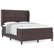 Легло с пружинен матрак pocket spring - 160x200 см, тъмнокафяв, текстилна тапицерия