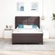 Легло с пружинен матрак pocket spring - 160x200 см, тъмнокафяв, текстилна тапицерия