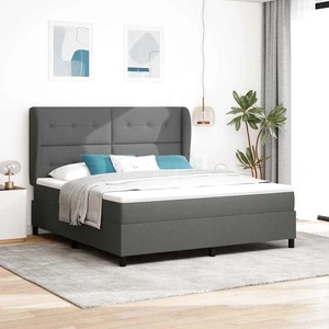 Легло с пружинирана основа и матрак тъмносив 180x200 см текстил