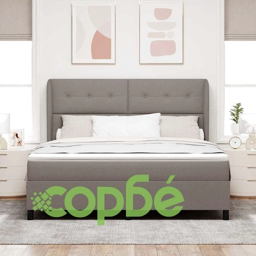 Легло с пружинирана основа и матрак Таупе 180 x 200 cm от текстил ➤ топ цена ➤ sorbe.bg