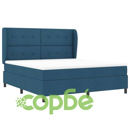 Легло с пружинирана основа и матрак 180x200 см синьо текстил ➤ топ цена ➤ sorbe.bg