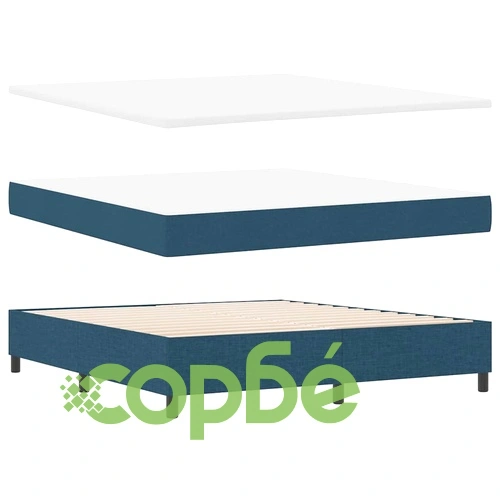 Легло с пружинирана основа и матрак 180x200 см синьо текстил ➤ топ цена ➤ sorbe.bg