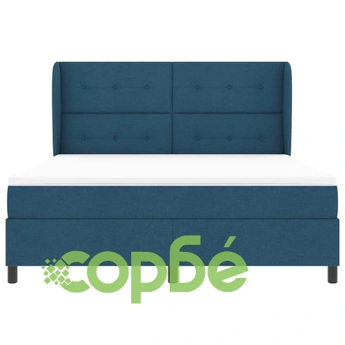 Легло с пружинирана основа и матрак 180x200 см синьо текстил ➤ топ цена ➤ sorbe.bg