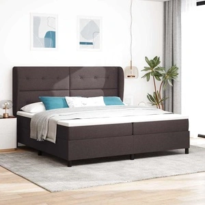 Легло с пружинирана основа и матрак тъмнокафяв 200x200 см текстил