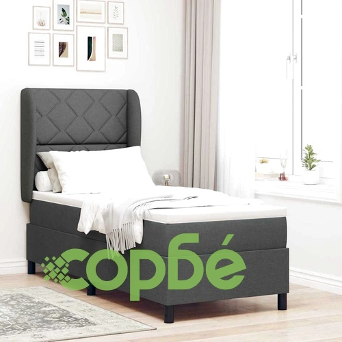 Легло с пружинирана основа и матрак тъмносив 80x200 см текстил ➤ топ цена ➤ sorbe.bg