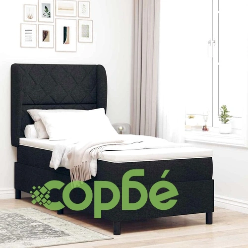 Легло с пружинна основа и матрак черно 90x200 см текстил ➤ топ цена ➤ sorbe.bg
