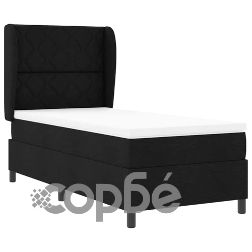 Легло с пружинна основа и матрак черно 90x200 см текстил ➤ топ цена ➤ sorbe.bg