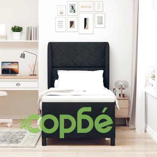 Легло с пружинна основа и матрак черно 90x200 см текстил ➤ топ цена ➤ sorbe.bg