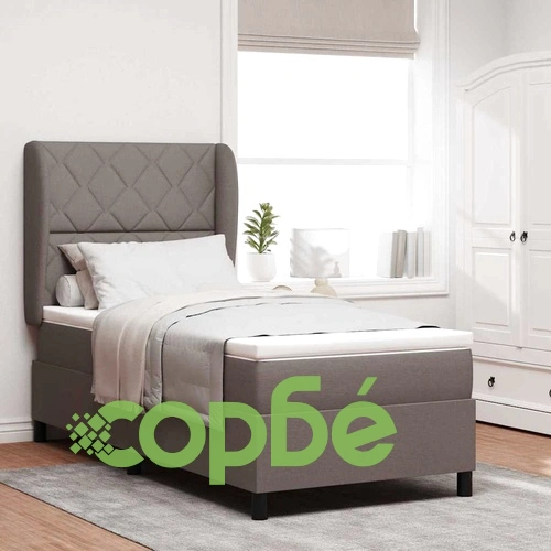 Легло с пружинирана основа и матрак от текстил таупе 90x200 см ➤ топ цена ➤ sorbe.bg