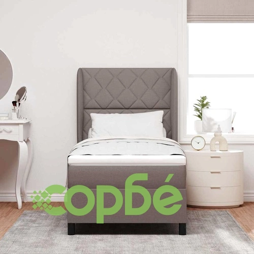 Легло с пружинирана основа и матрак от текстил таупе 90x200 см ➤ топ цена ➤ sorbe.bg