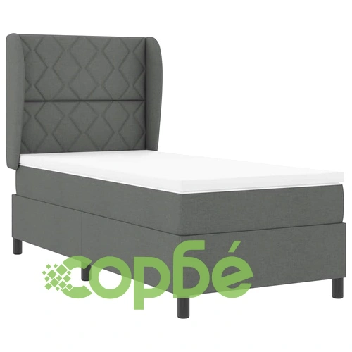 Легло с пружинна основа и матрак тъмносив 100x200 см текстил ➤ топ цена ➤ sorbe.bg