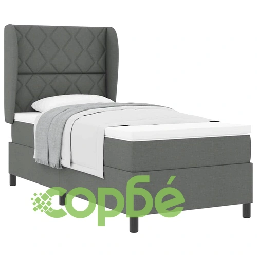 Легло с пружинна основа и матрак тъмносив 100x200 см текстил ➤ топ цена ➤ sorbe.bg