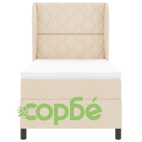 Легло с пружинирана основа и матрак крем 100x200 см текстил ➤ топ цена ➤ sorbe.bg