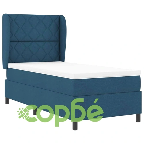 Легло с пружинирана основа и матрак синьо 100x200 см текстил ➤ топ цена ➤ sorbe.bg