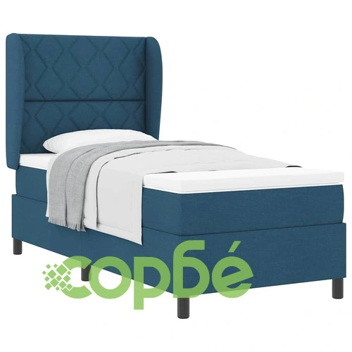 Легло с пружинирана основа и матрак синьо 100x200 см текстил ➤ топ цена ➤ sorbe.bg