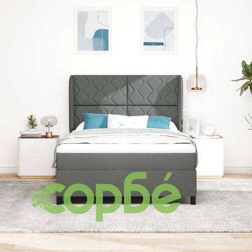 Легло с матрак от текстил - Тъмно сиво, 140x190 см ➤ топ цена ➤ sorbe.bg