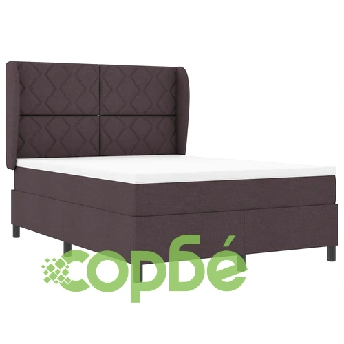 Легло с пружинирана основа и матрак тъмнокафяв 140x190 см текстил ➤ топ цена ➤ sorbe.bg
