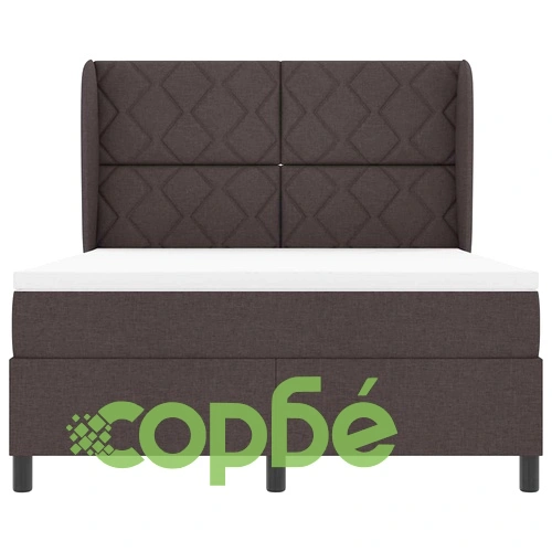 Легло с пружинирана основа и матрак тъмнокафяв 140x190 см текстил ➤ топ цена ➤ sorbe.bg