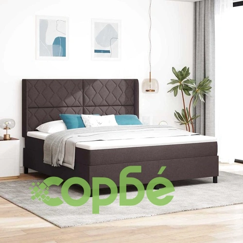 Легло с пружинирана основа и матрак тъмнокафяв 180x200 см текстил ➤ топ цена ➤ sorbe.bg