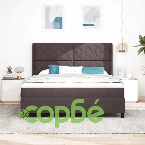 Легло с пружинирана основа и матрак тъмнокафяв 180x200 см текстил ➤ топ цена ➤ sorbe.bg