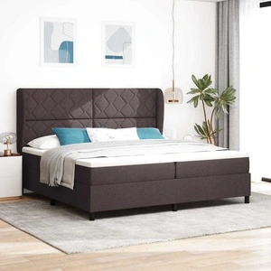 Легло с пружинирана основа и матрак тъмнокафяв 200x200 см текстил