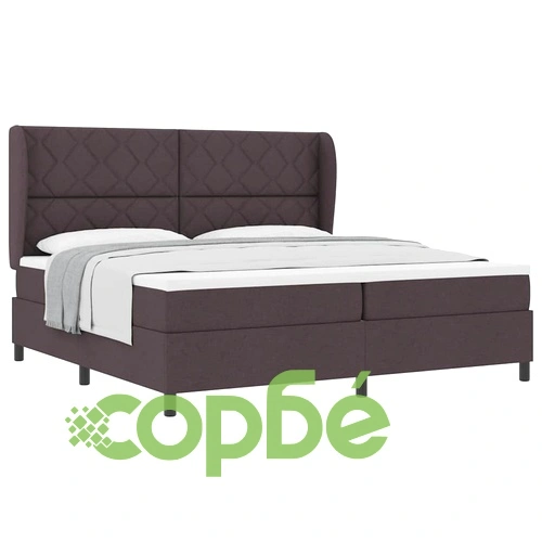 Легло с пружинирана основа и матрак тъмнокафяв 200x200 см текстил ➤ топ цена ➤ sorbe.bg