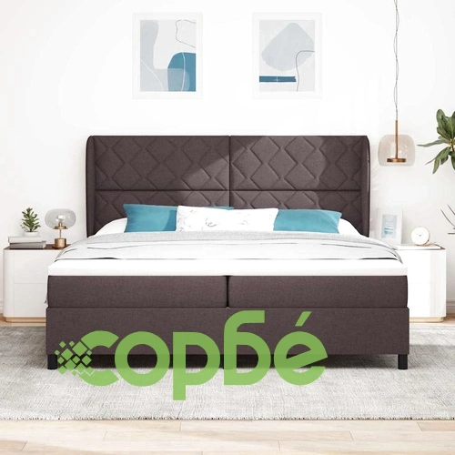 Легло с пружинирана основа и матрак тъмнокафяв 200x200 см текстил ➤ топ цена ➤ sorbe.bg