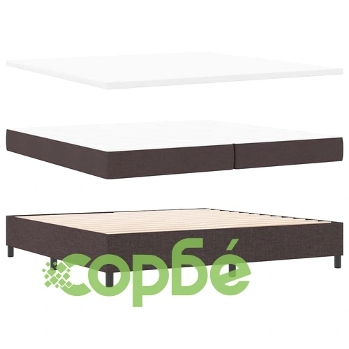 Легло с пружинирана основа и матрак тъмнокафяв 200x200 см текстил ➤ топ цена ➤ sorbe.bg
