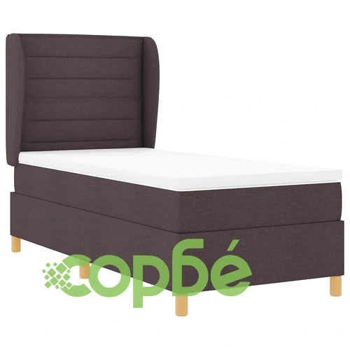 Кутия със спална основа и матрак от текстил тъмнокафяв 90x190 см ➤ топ цена ➤ sorbe.bg