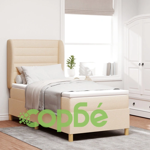 Легло с пружини тип Pocket Springs 90x190 см, Кремаво, Текстил ➤ топ цена ➤ sorbe.bg