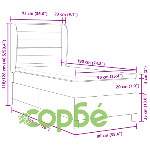Легло с пружини тип Pocket Springs 90x190 см, Кремаво, Текстил ➤ топ цена ➤ sorbe.bg