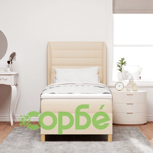 Легло с пружини тип Pocket Springs 90x190 см, Кремаво, Текстил ➤ топ цена ➤ sorbe.bg