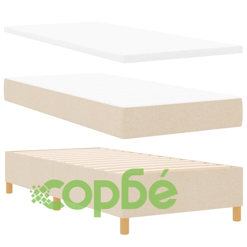 Легло с пружини тип Pocket Springs 90x190 см, Кремаво, Текстил ➤ топ цена ➤ sorbe.bg