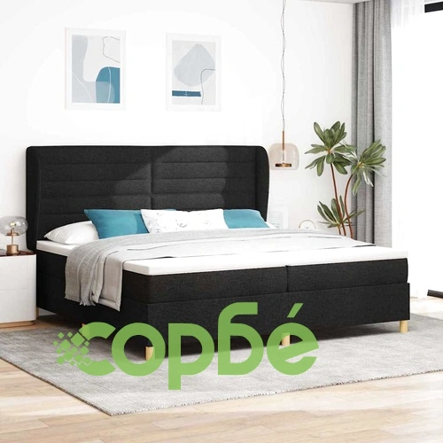 Кутия със спална основа и матрак 90x190 см Тъмен Сив с Черна рамка ➤ топ цена ➤ sorbe.bg