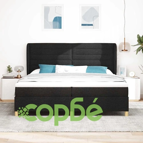 Кутия със спална основа и матрак 90x190 см Тъмен Сив с Черна рамка ➤ топ цена ➤ sorbe.bg