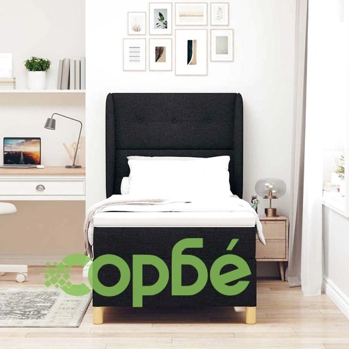 Кутия със спална основа и матрак от текстил 80x200 см черно ➤ топ цена ➤ sorbe.bg