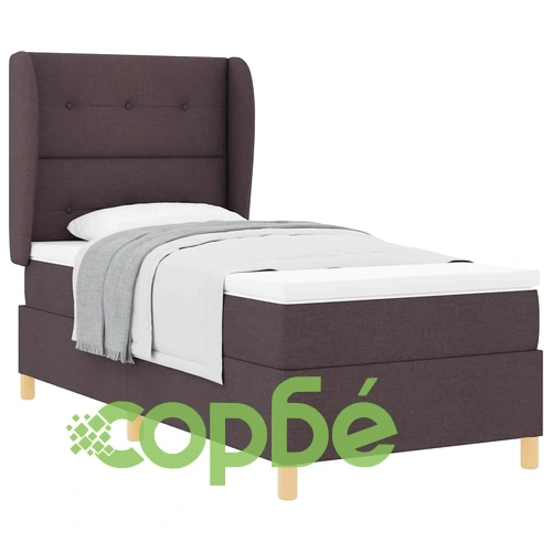 Кутия със спална основа и матрак тъмнокафяв 90x190 см с текстил ➤ топ цена ➤ sorbe.bg