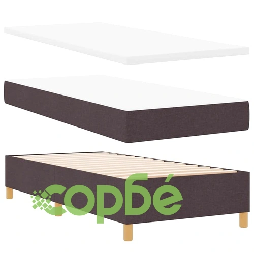 Кутия със спална основа и матрак тъмнокафяв 90x190 см с текстил ➤ топ цена ➤ sorbe.bg