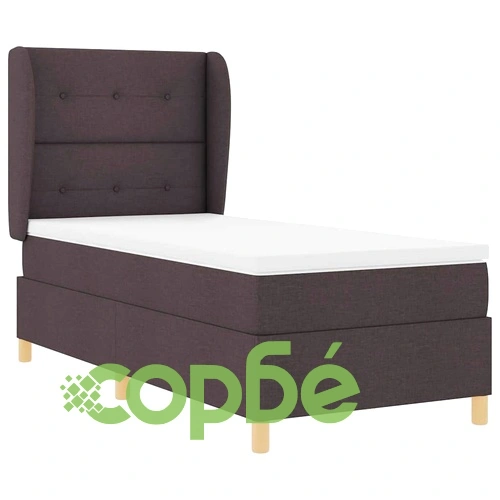 Кутия със спална основа и матрак тъмнокафяв 90x190 см с текстил ➤ топ цена ➤ sorbe.bg