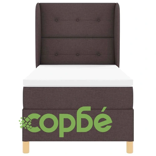Кутия със спална основа и матрак тъмнокафяв 90x190 см с текстил ➤ топ цена ➤ sorbe.bg