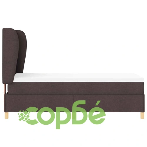 Кутия със спална основа и матрак тъмнокафяв 90x190 см с текстил ➤ топ цена ➤ sorbe.bg