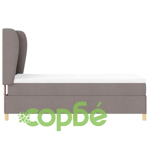 Кутия със спална основа и матрак от текстил, тъмно сив 90x190 см, таупе ➤ топ цена ➤ sorbe.bg