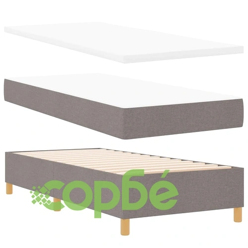 Кутия със спална основа и матрак от текстил, тъмно сив 90x190 см, таупе ➤ топ цена ➤ sorbe.bg