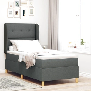 Box Spring легло с матрак от текстил, тъмно сиво, 100x200 см