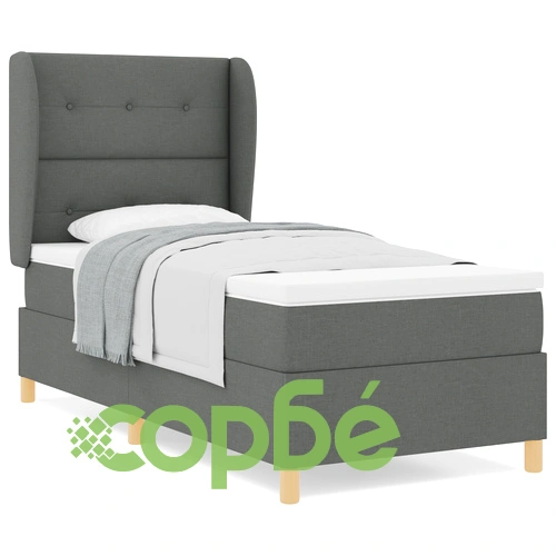 Box Spring легло с матрак от текстил, тъмно сиво, 100x200 см ➤ топ цена ➤ sorbe.bg