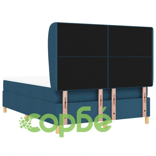 Луксозно двойно легло с матрак - 160x200 см, Текстилна тапицерия в синьо ➤ топ цена ➤ sorbe.bg